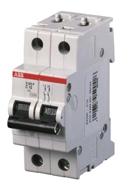 ABB S202P-C10 Miniature Circuit Breaker - S200P - 2P - C - 10 A Product Image