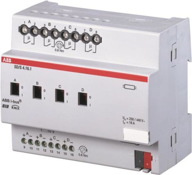ABB SD-S4.16.1 SD/S4.16.1 Switch-/Dim Act, 4f, 16A,MDRC Product Image