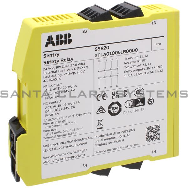 ABB SENTRY-SSR20 Safety Relay | 2TLA010051R0000 Product Image