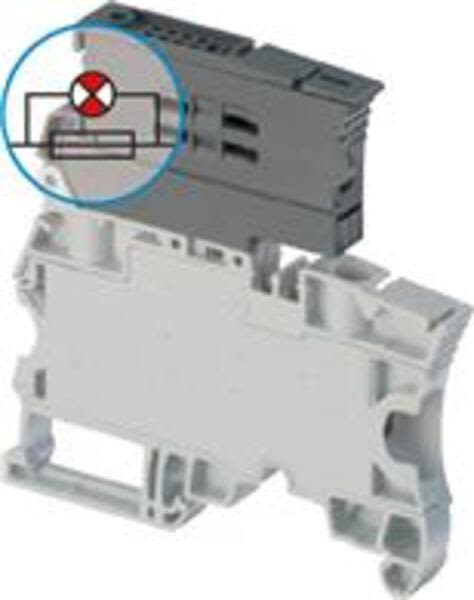 ABB ZS10-SF-R3 ZS10-SF-R3 Screw Clamp Terminal Block - for Fuses 6.3x32 mm - with blown fuse indicator by red LED 115-250V- Grey Product Image
