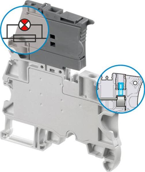 ABB ZS4-SF-R4 ZS4-SF-R4 Screw Clamp Terminal Block - for Fuses 5x20 mm - Grey - with blown fuse indicator by red LED 115-250V and 2 te Product Image