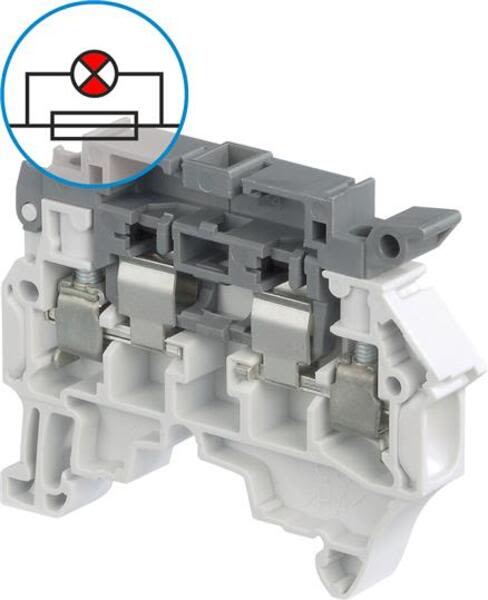 ABB ZS4-SF1-R1 ZS4-SF1-R1 Screw Clamp Terminal Block - for Fuses 5x20 and 5x25 mm - Grey - with blown fuse indicator by red LED 24-60V Product Image