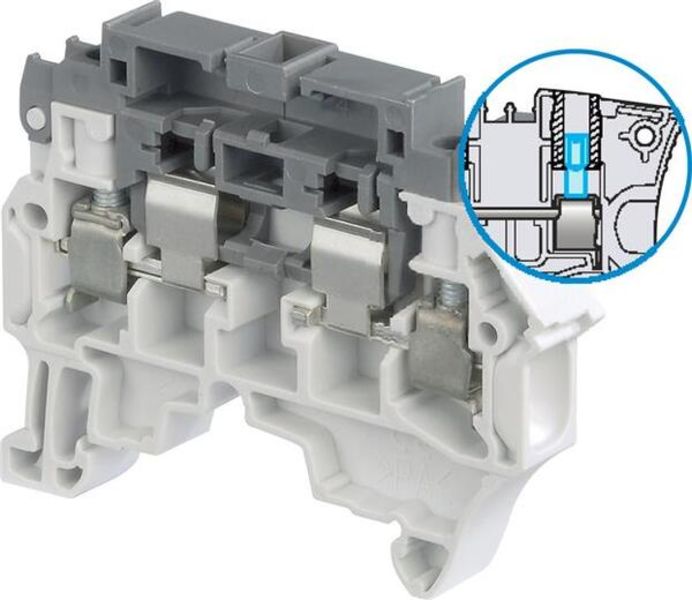 ABB ZS4-SF1-T2 ZS4-SF1-T2 Screw Clamp Terminal Block - for Fuses 5x20 and 5x25 mm - Grey - with 2 test socket screws DIA 2 mm 0.079 in Product Image