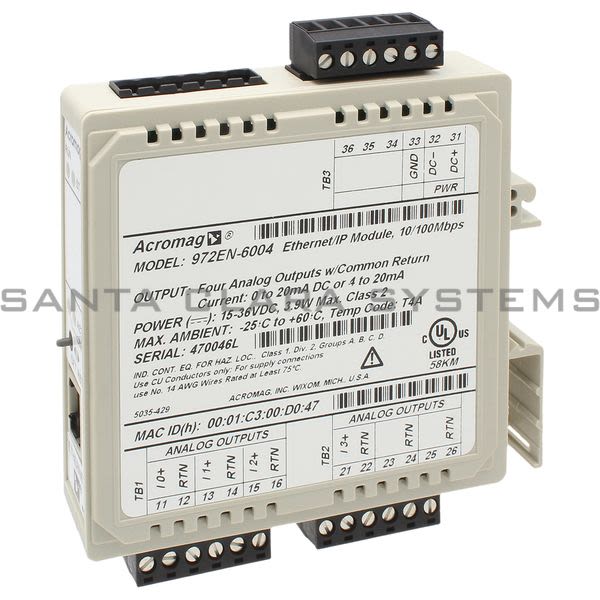 Acromag 972EN-6004 Ethernet I/P Analog Output Module Product Image