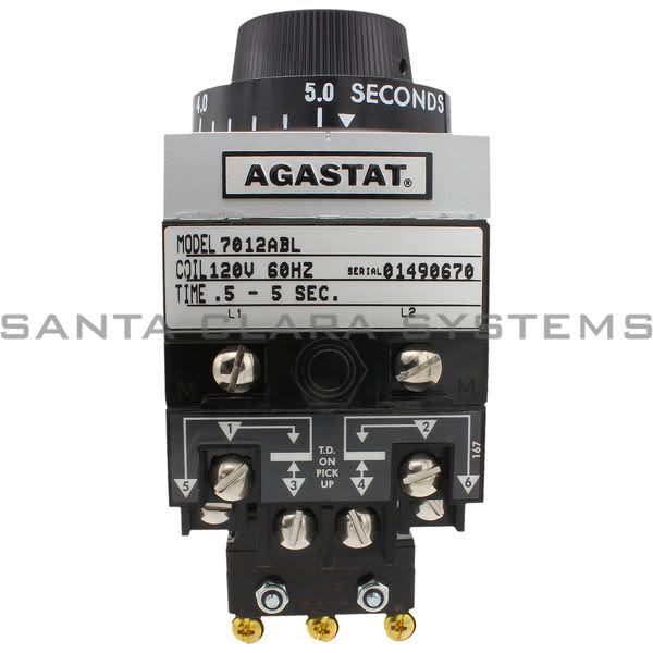 Agastat 7012ABL Time Delay Relay 10 amp 2-Pole .5-5 Sec Product Image
