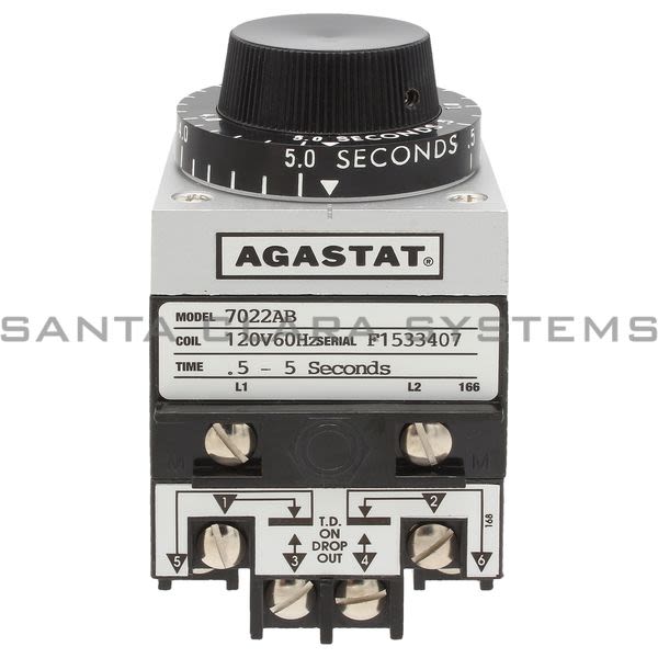 Agastat 7022AB Time Delay Relay DPDT 5-Sec | 7022-AB Product Image