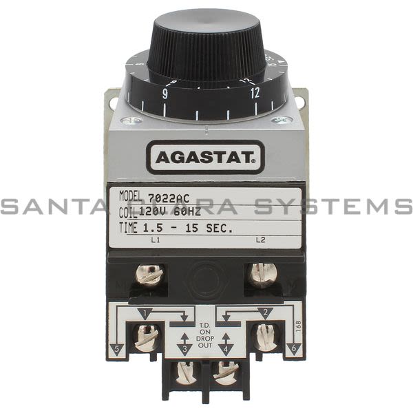 Agastat 7022AC Time Delay Relay DPDT 15-Sec | Tyco Product Image
