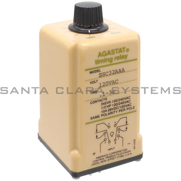 Agastat SSC32AAA Time Delay Relay 120VAC/DC 2P2T 0.1-3SEC 8Pin Product Image