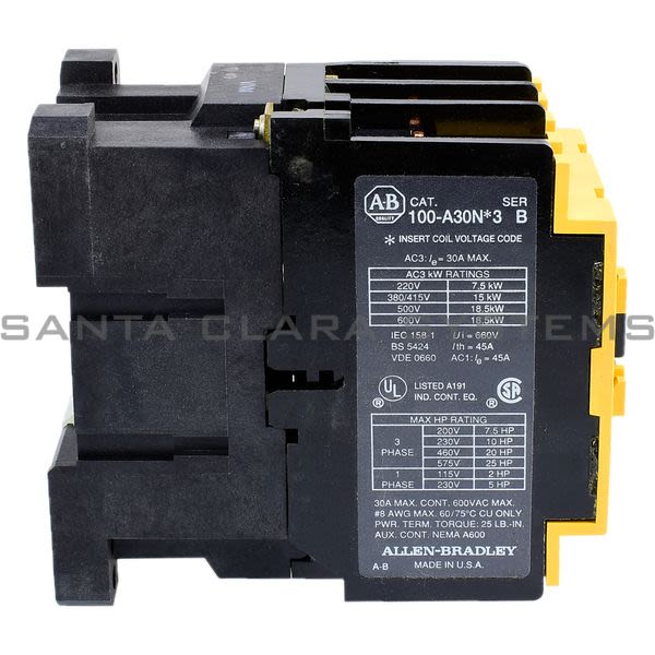 Allen Bradley 100-A30NJ3 Contactor Product Image