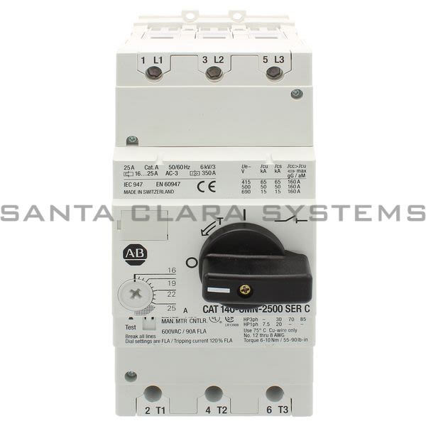 Allen Bradley 140-CMN-2500 Motor Protector | Mpcb, Std. Magnetic Trip, 16.0 - 25.0A Product Image
