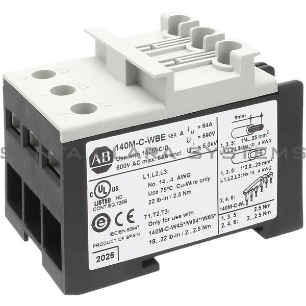 Allen Bradley 140M-C-WBE Compact Bus Bar Feeder Block Product Image
