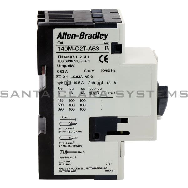 Allen Bradley 140M-C2T-A63 Motor Protection Circuit Breaker Product Image