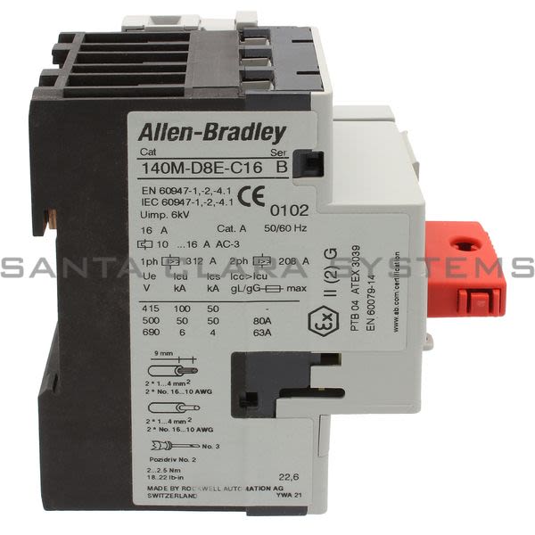 Allen Bradley 140M-D8E-C16-KY-XC Motor Protection Circuit Breaker Product Image