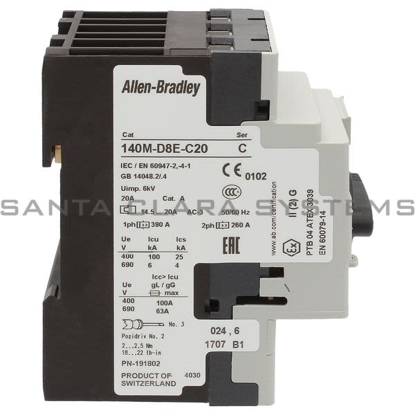 Allen Bradley 140M-D8E-C20 Motor Protection Circuit Breaker Product Image