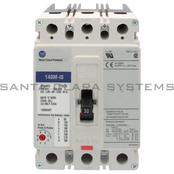 Allen Bradley 140M-I8P-C30S-M Circuit Breaker Product Image