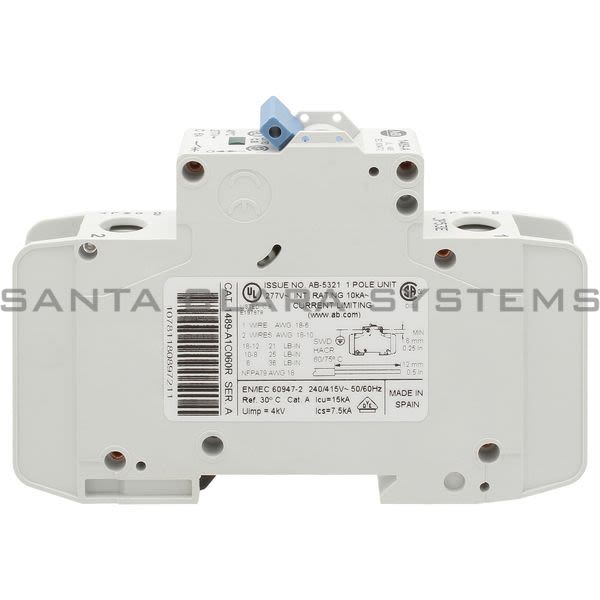 Allen Bradley 1489-A1C060R UL489 Miniature Circuit BIEC60947-2 Miniature Circ Product Image