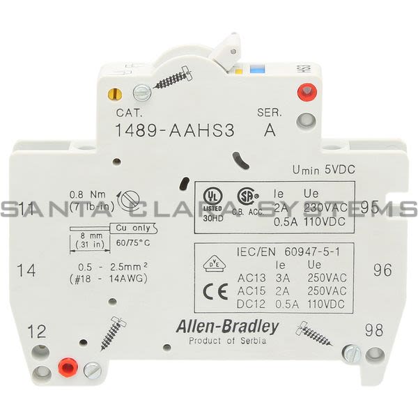 Allen Bradley 1489-AAHS3 Auxiliary - Signal Contact Module Product Image