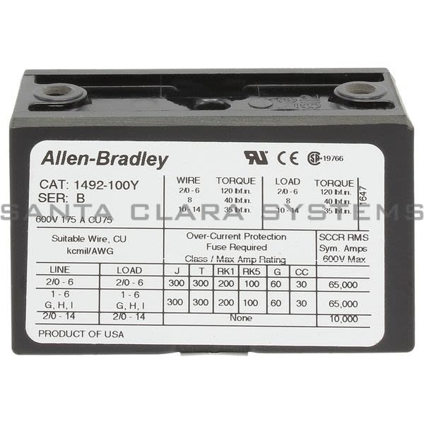 Allen Bradley 1492-100Y Power Terminal Block Product Image