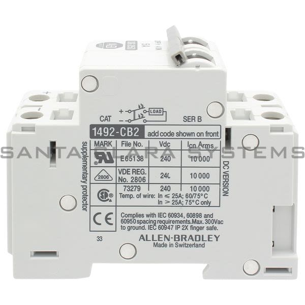 Allen Bradley 1492-CB2DG050 DC Suppl. Protect.,2 Pole,5A Product Image
