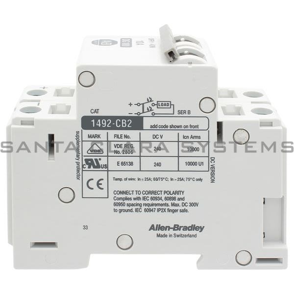 Allen Bradley 1492-CB2DG100 DC Suppl. Protect.,2 Pole,10A Product Image