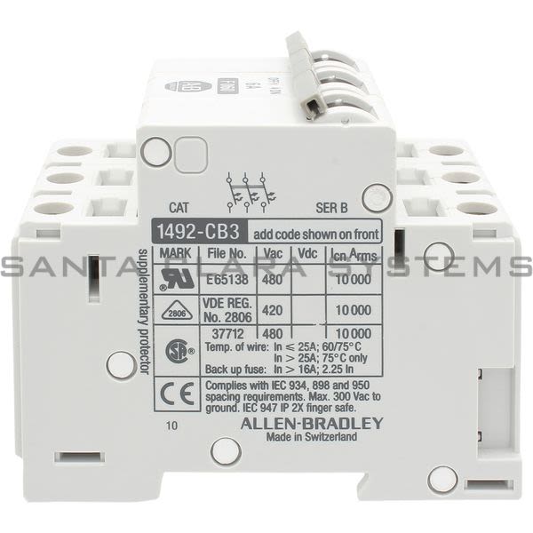Allen Bradley 1492-CB3F060 Supp Prot/Man Motor Cntr 3 Pole, 6A Product Image