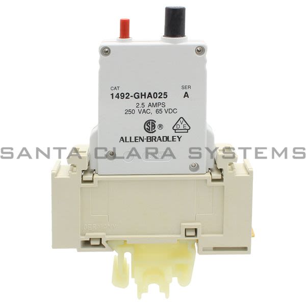 Allen Bradley 1492-GHA025 Single Pole Circuit Breaker 2.5 amp W/ Auxiliary Contacts Product Image