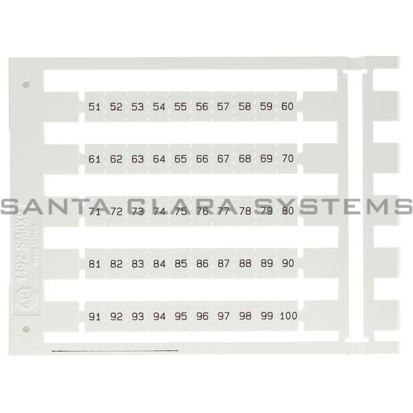 Allen Bradley 1492-SM6X9H51-100 Marker Card Product Image