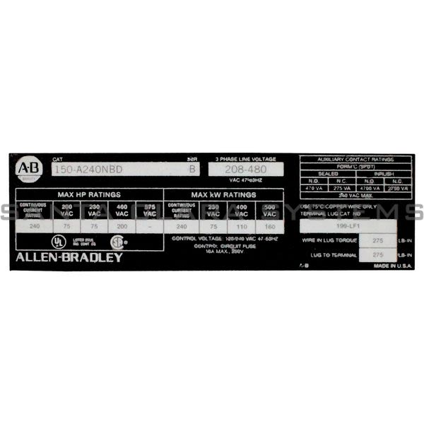 Allen Bradley 150-A240NBD Smart Motor Controller | SMC Plus 240amp 480VAC Product Image