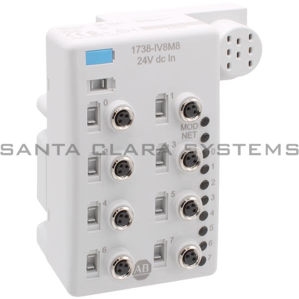 Allen Bradley 1738-IV8M8 24VDC 8 In Source M8 W/ Mounting Base Weight: 3 lbs. Product Image