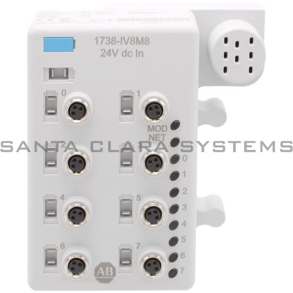 Allen Bradley 1738-IV8M8 24VDC 8 In Source M8 W/ Mounting Base Weight: 3 lbs. Product Image