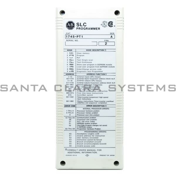 Allen Bradley 1745-PT1 Handheld Programmer | SLC-100 Product Image
