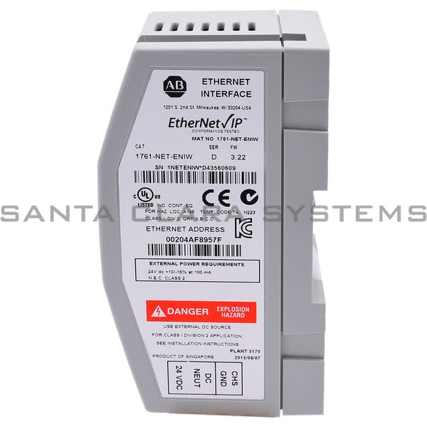 Allen Bradley 1761-NET-ENIW Ethernet Interface W/Web for Microcontroller Product Image