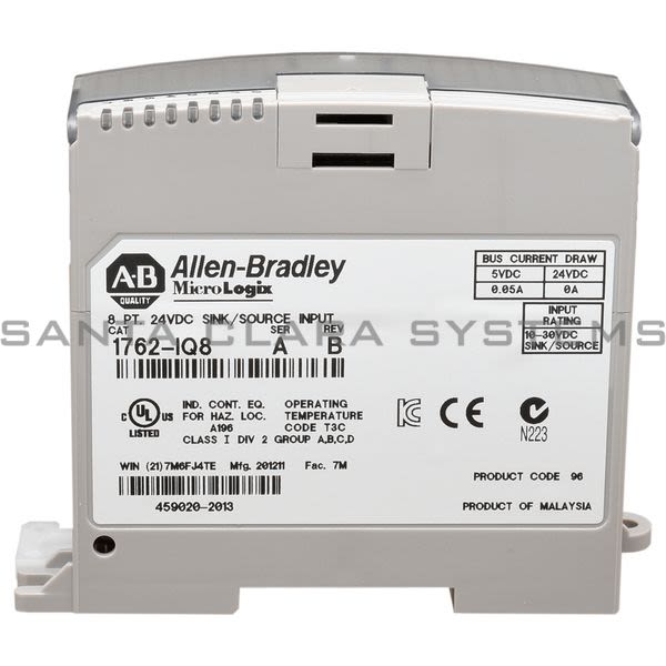 Allen Bradley 1762-IQ8  8-Point 24 VDC Sink/Source Input Module | MicroLogix Product Image