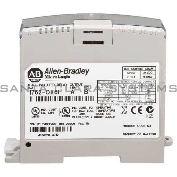 Allen Bradley 1762-OX6I 6-Point Isolated High Current Relay Output Module | MicroLogix Product Image