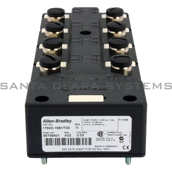 Allen Bradley 1792D-16BVT0D Input/Output Block | ArmorBlock Maxum I/O | Part# 95736401 Product Image