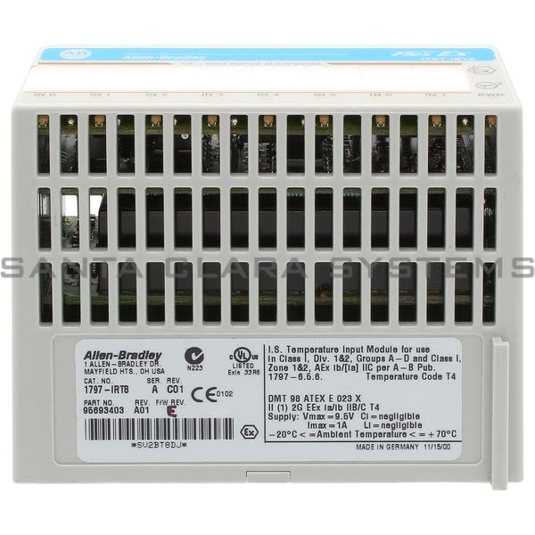 Allen Bradley 1797-IRT8 EX RTD/Thermocouple/mV Input Module, 16 Bit, 8 PT. Product Image