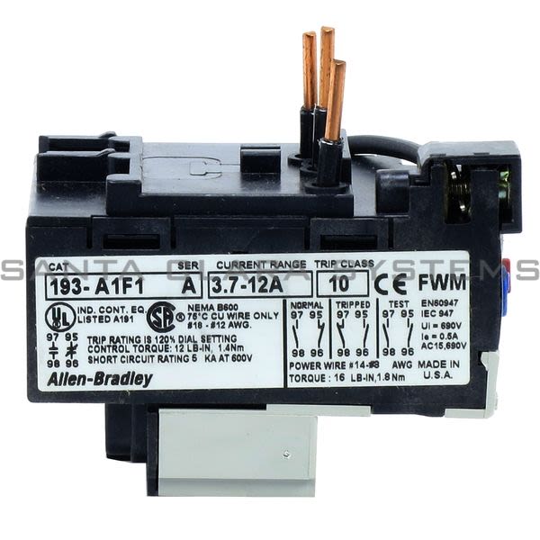 Allen Bradley 193-A1F1 Overload Relay Product Image