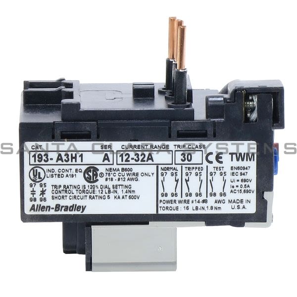 193A3H1 Allen Bradley Overload Relay Santa Clara Systems