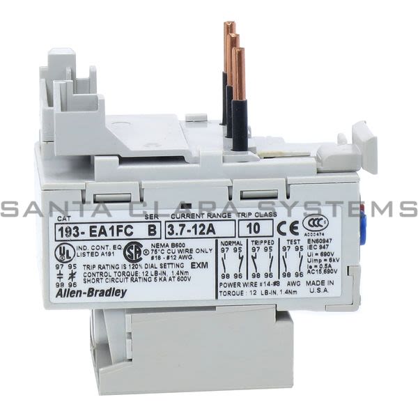 193EA1FC Allen Bradley Overload Relay Santa Clara Systems