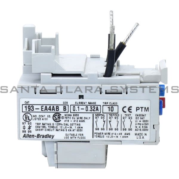 193EA4AB Allen Bradley Overload Relay Santa Clara Systems