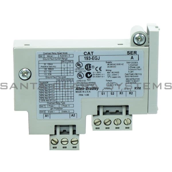 193EGJ Allen Bradley E1 Plus Ground Fault/Jam Module Santa Clara Systems
