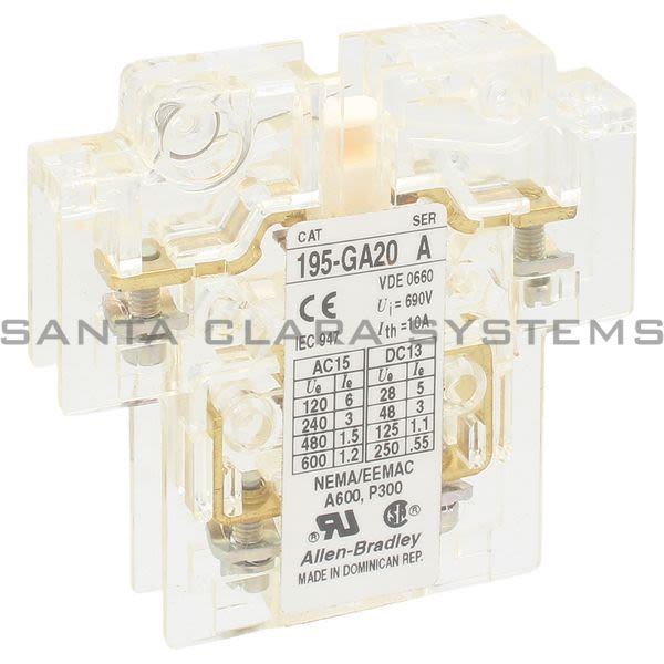 Allen Bradley 195-GA20 Auxiliary Contact Block Product Image