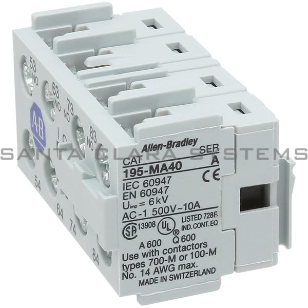 Allen Bradley 195-MA40 Auxiliary Contact Adder Deck Product Image