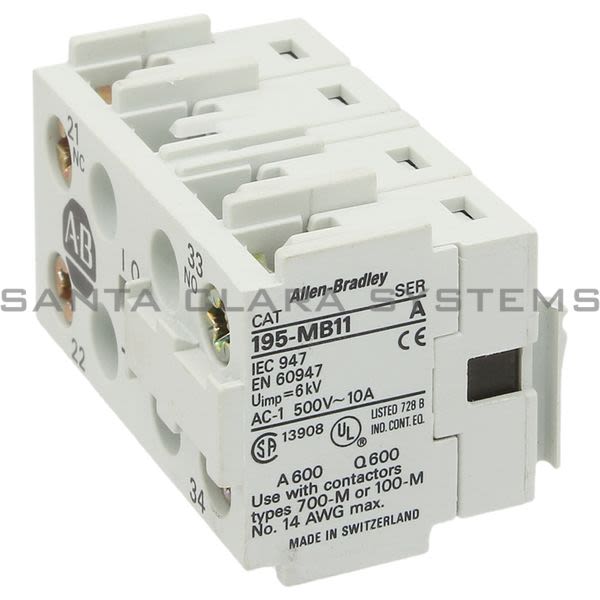 Allen Bradley 195-MB11 Auxillary Contact Adder Deck Product Image
