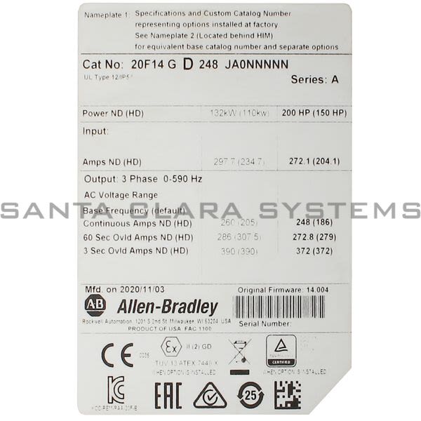Allen Bradley 20F14GD248JA0NNNNN PowerFlex 753 AC Drive Product Image