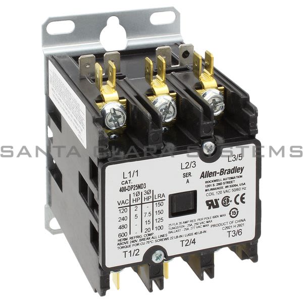 Allen Bradley 400-DP25ND3  400 Definite Purpose Contactor, 25A, 120V 50/60Hz Product Image