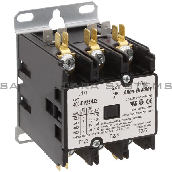 Allen Bradley 400-DP25NJ3 400 Definite Purpose Contactor, 25A, 24V 50/60Hz Product Image