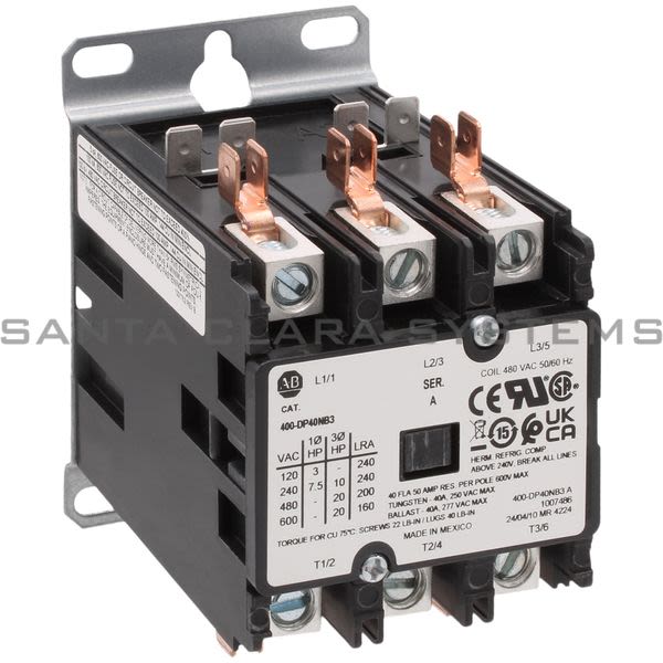 Allen Bradley 400-DP40NB3 400 Definite Purpose Contactor, 40A, 480V 50/60Hz Product Image