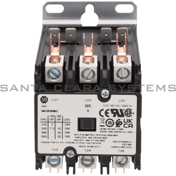 Allen Bradley 400-DP40NB3 400 Definite Purpose Contactor, 40A, 480V 50/60Hz Product Image