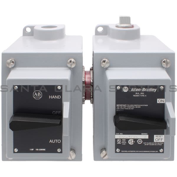 Allen Bradley 600-TCX9 Manual Motor Starting Switch Poles 2 Toggle Type W/ Selector Switch NEMA Type 4 Product Image